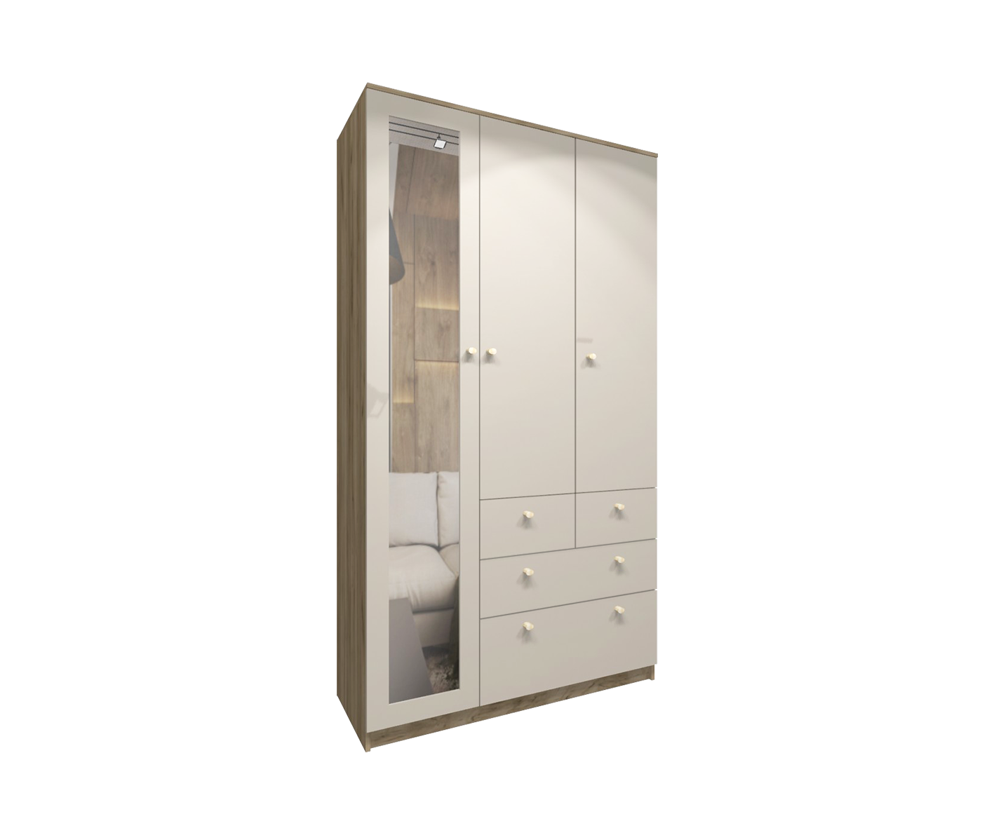 Шкаф «Кашемир» 115х50х210 cм (штанга, полки, ящики) - Купить в Фокстрот Мебель